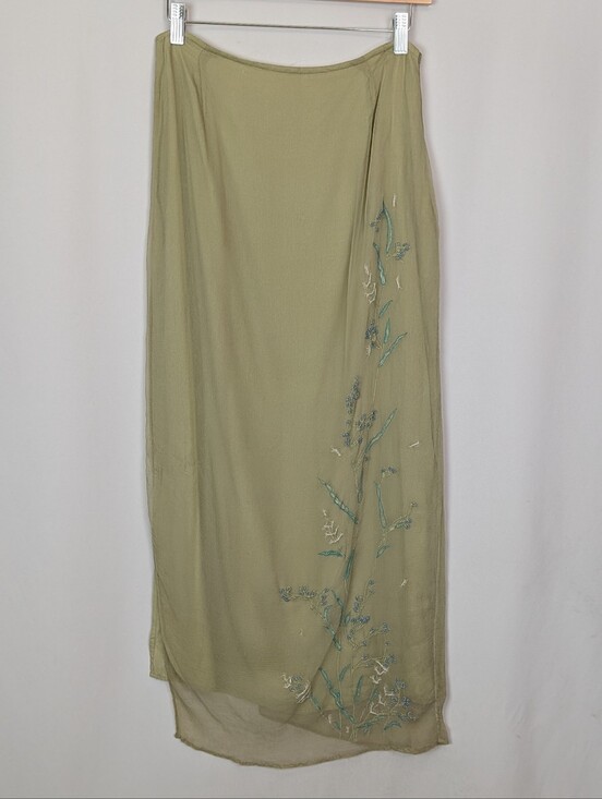 Free People Dresses & Skirts - Vintage Free People Sage Embroidered Maxi Skirt